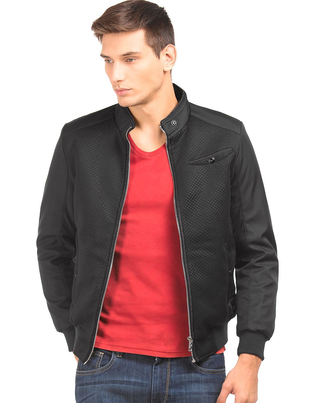 Buy Arrow Newyork Men Panelled Regular Fit Bomber Jacket - NNNOW.com