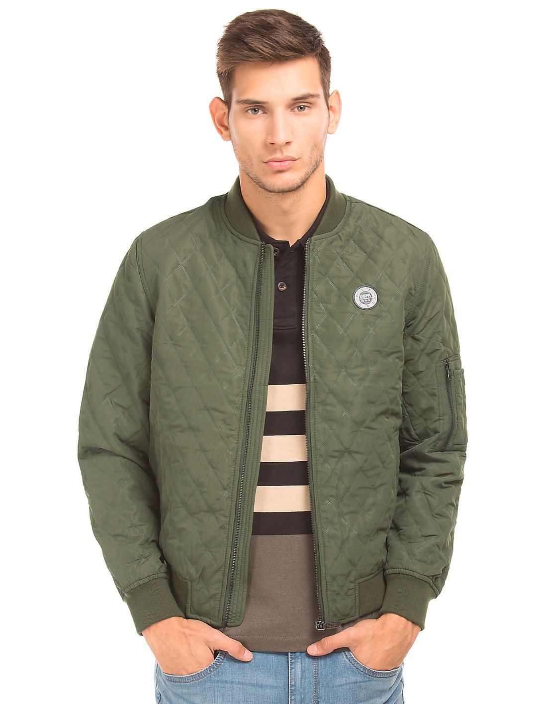 Buy U.S. Polo Assn. Men Solid Quilted Bomber Jacket - NNNOW.com