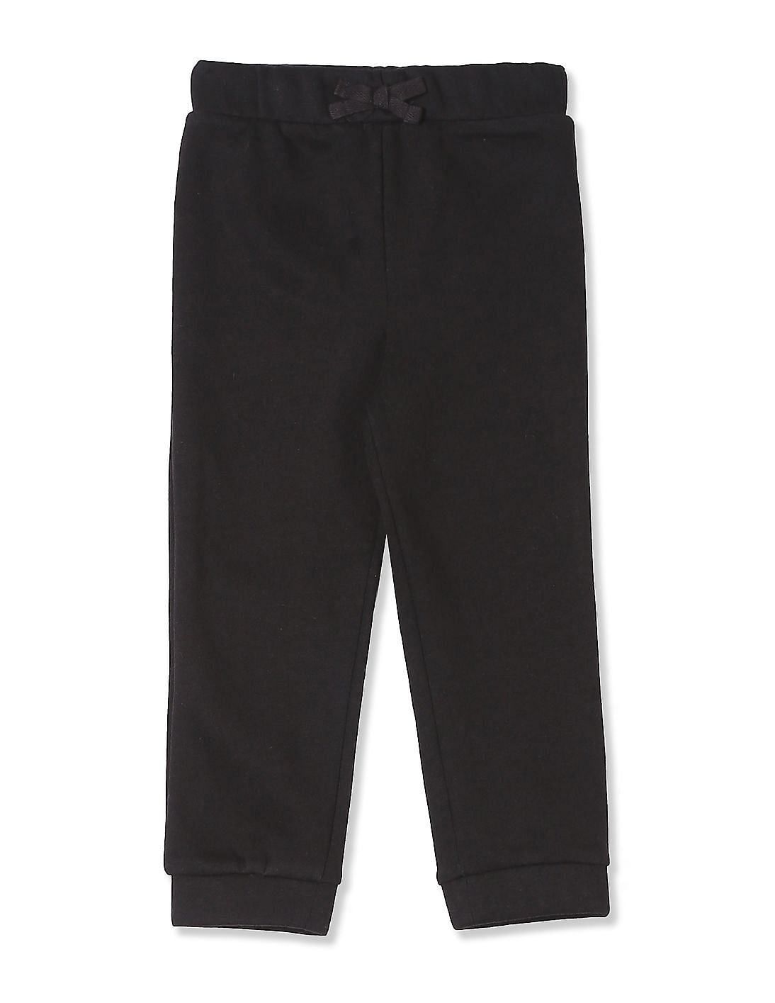 Buy The Children's Place Girls Black Solid Fleece Joggers - NNNOW.com