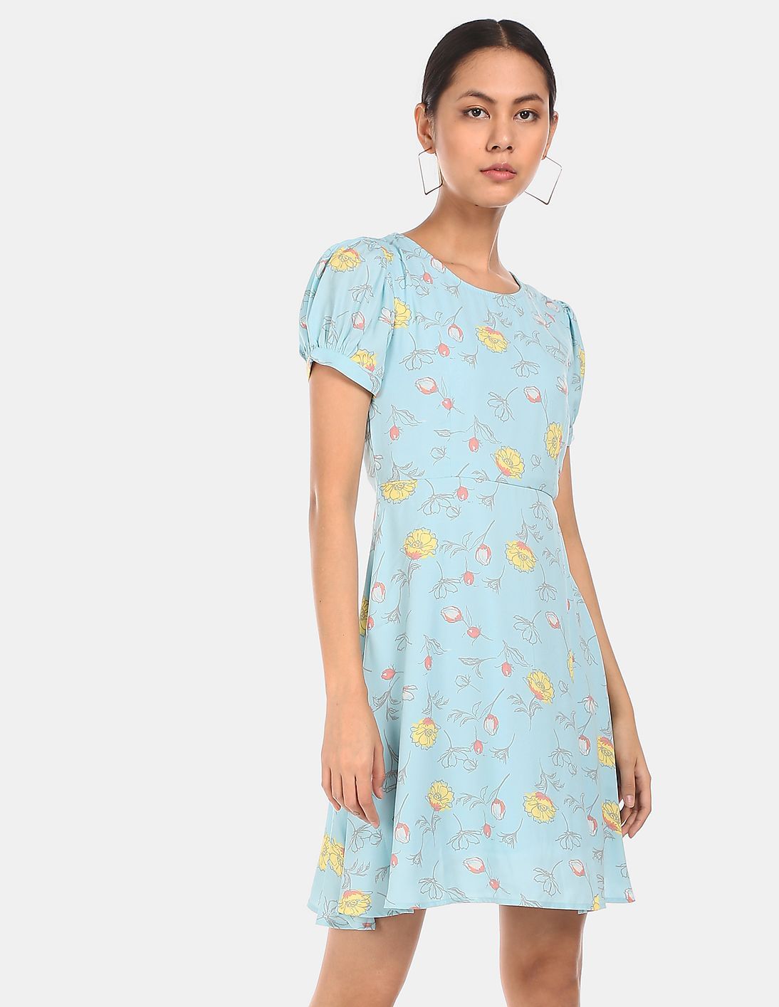 aqua fit and flare dress