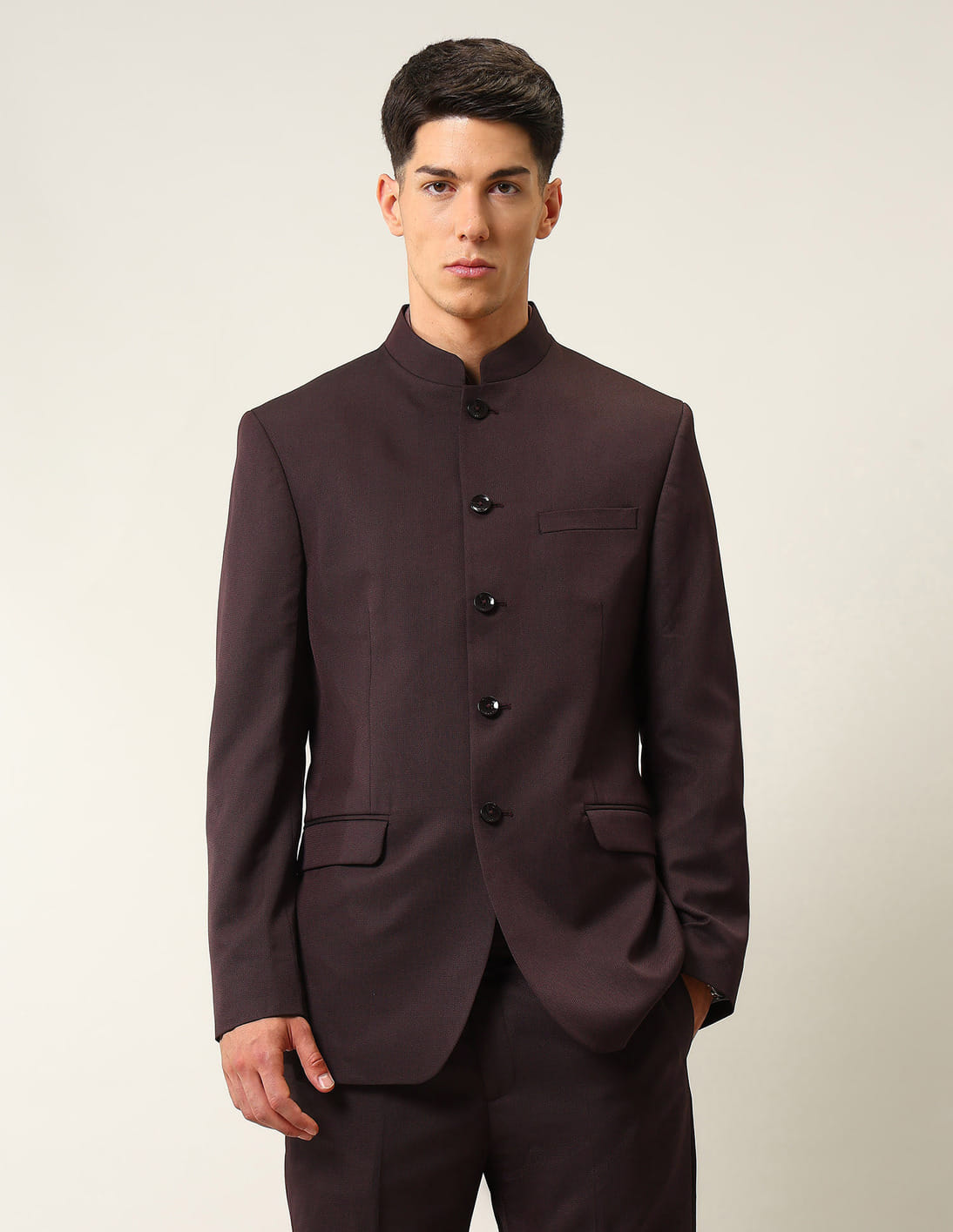 スーツ・フォーマル・ドレス AMERI  WAVE COLLAR SHORT LOGO SET UP Buy Arrow Mandarin Collar Two Piece Ceremony Suit - NNNOW.com