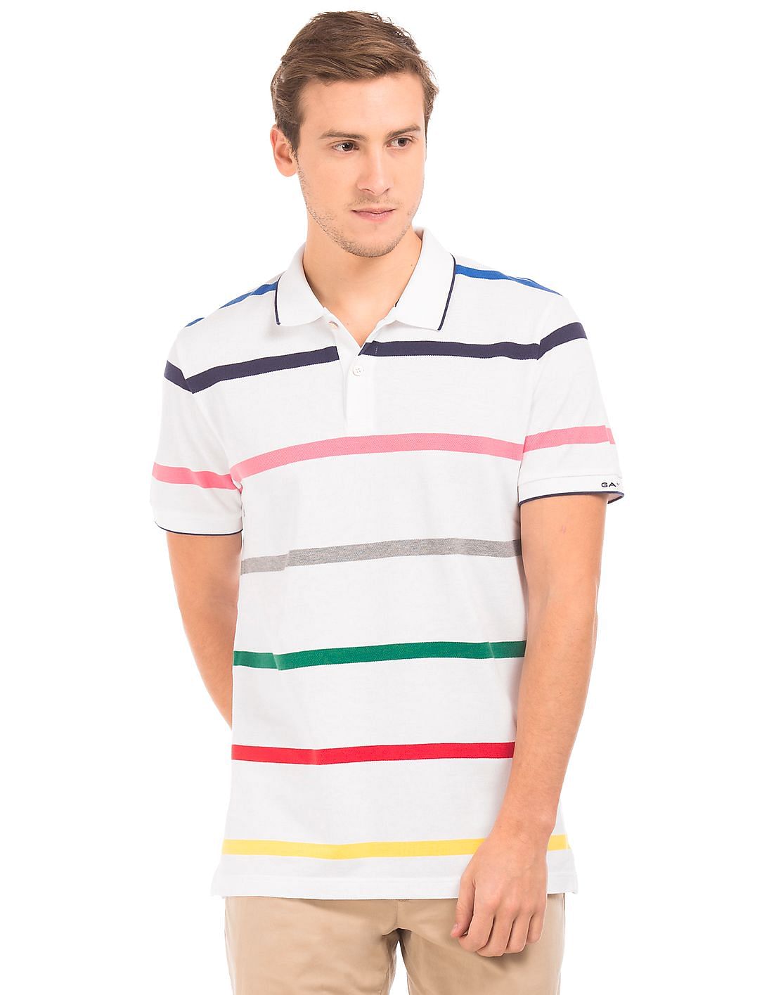 Buy Gant Men Striped Cotton Polo Shirt - NNNOW.com