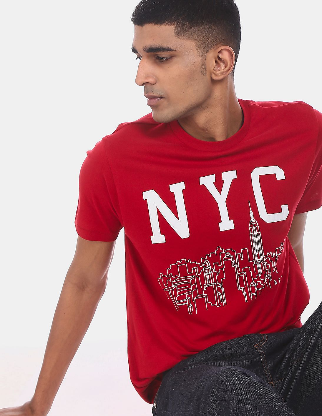 Buy Aeropostale Men Red Crew Neck Cotton Graphic Print T-Shirt - NNNOW.com