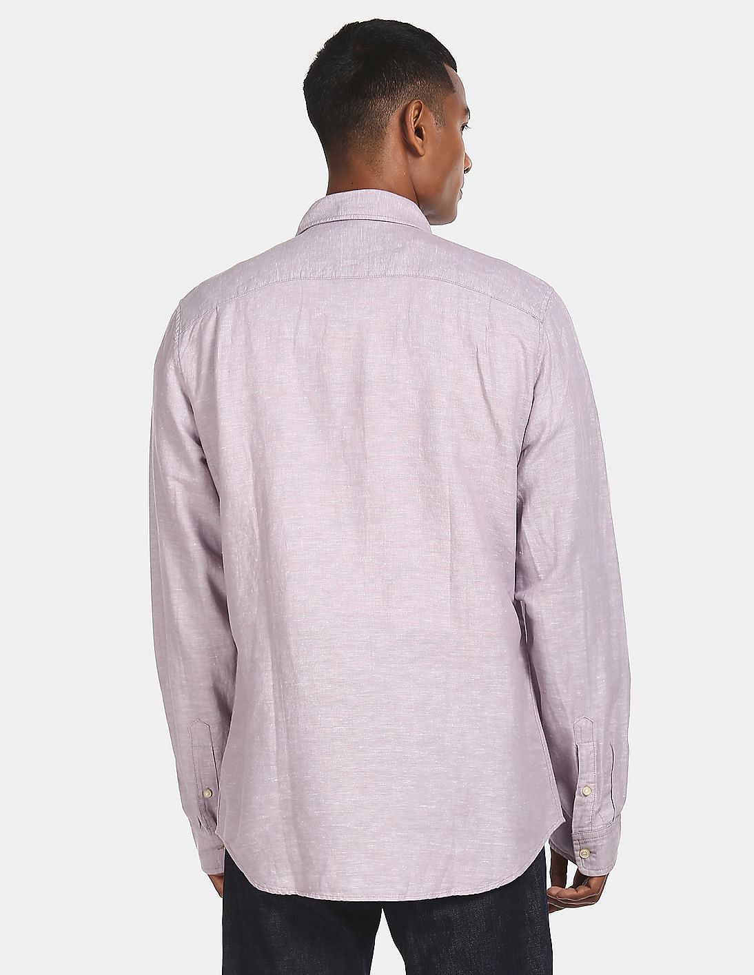 Buy GAP Men Pink Standard Fit Shirt In Linen-Cotton 