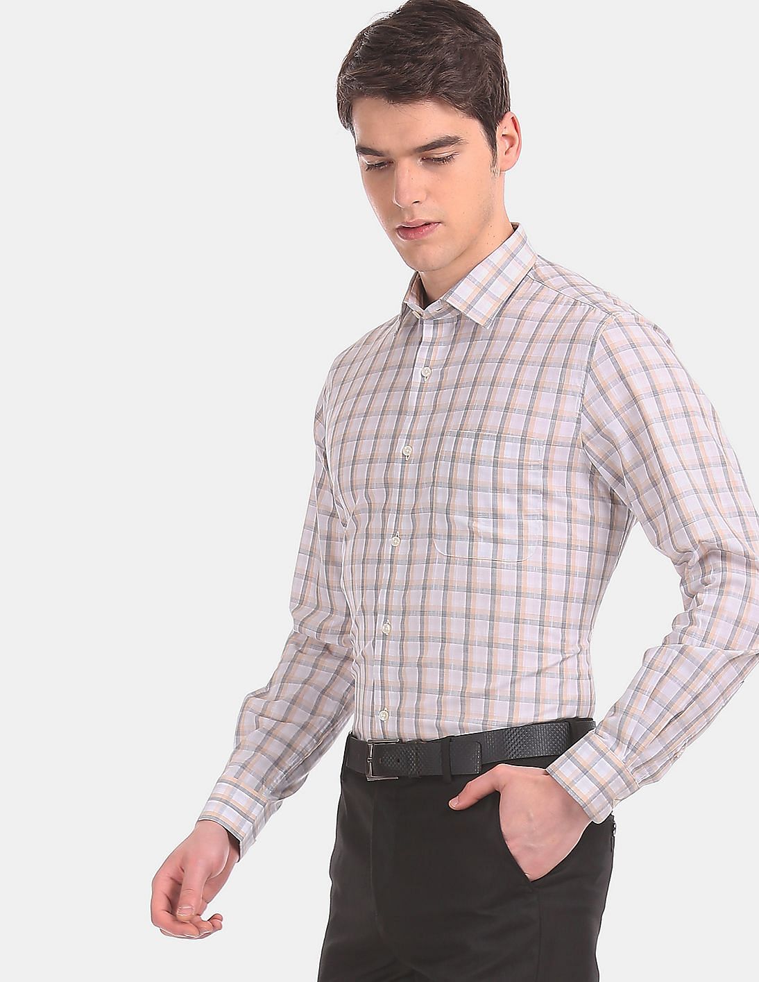 Buy AD by Arvind Multi Colour Regular Fit Check Formal Shirt - NNNOW.com