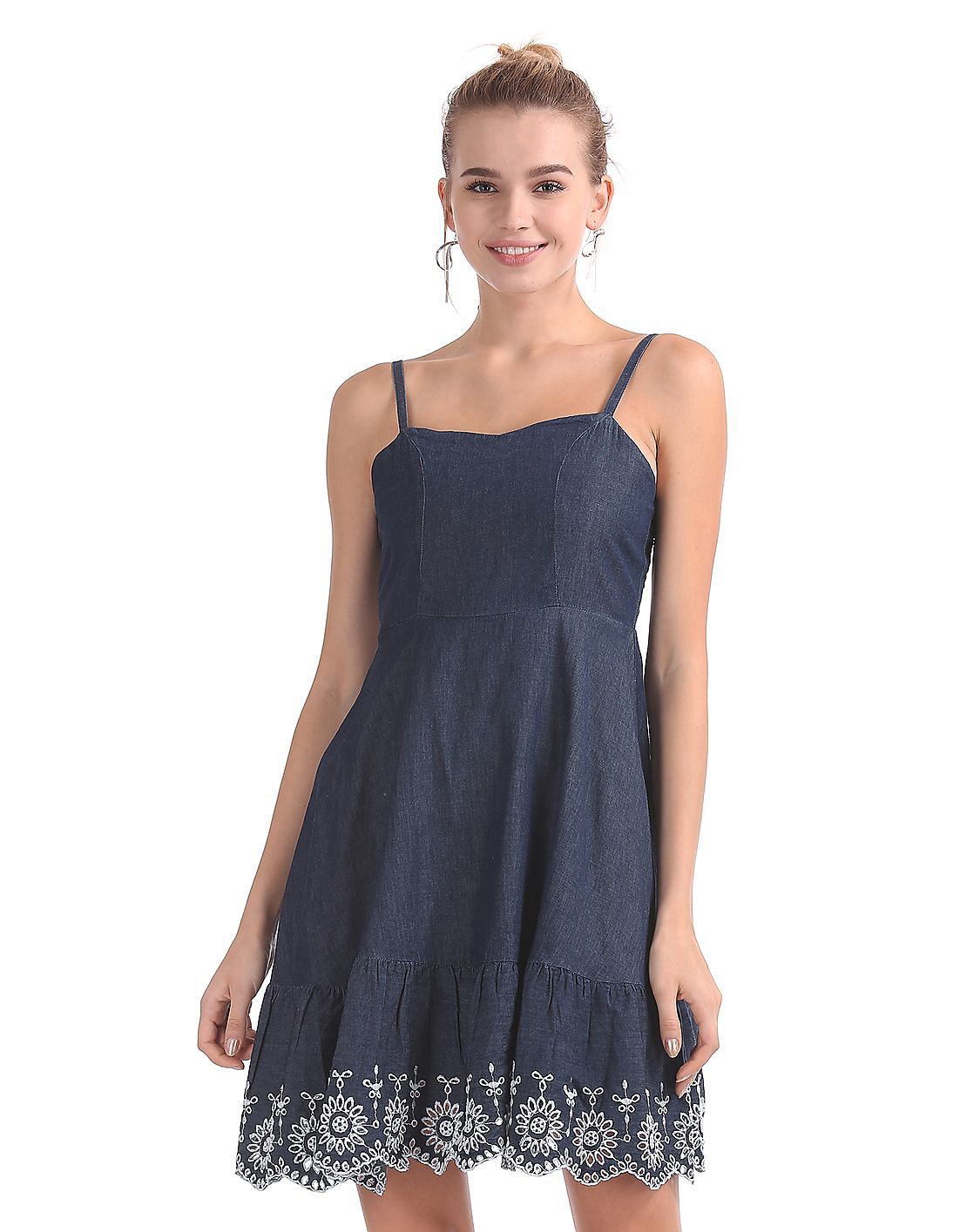 Buy Aeropostale Embroidered Chambray Fit And Flare Dress - NNNOW.com