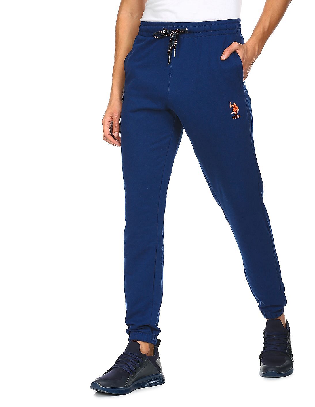 Buy USPA Innerwear Men Blue I674 Comfort Fit Solid Cotton Poly Joggers ...