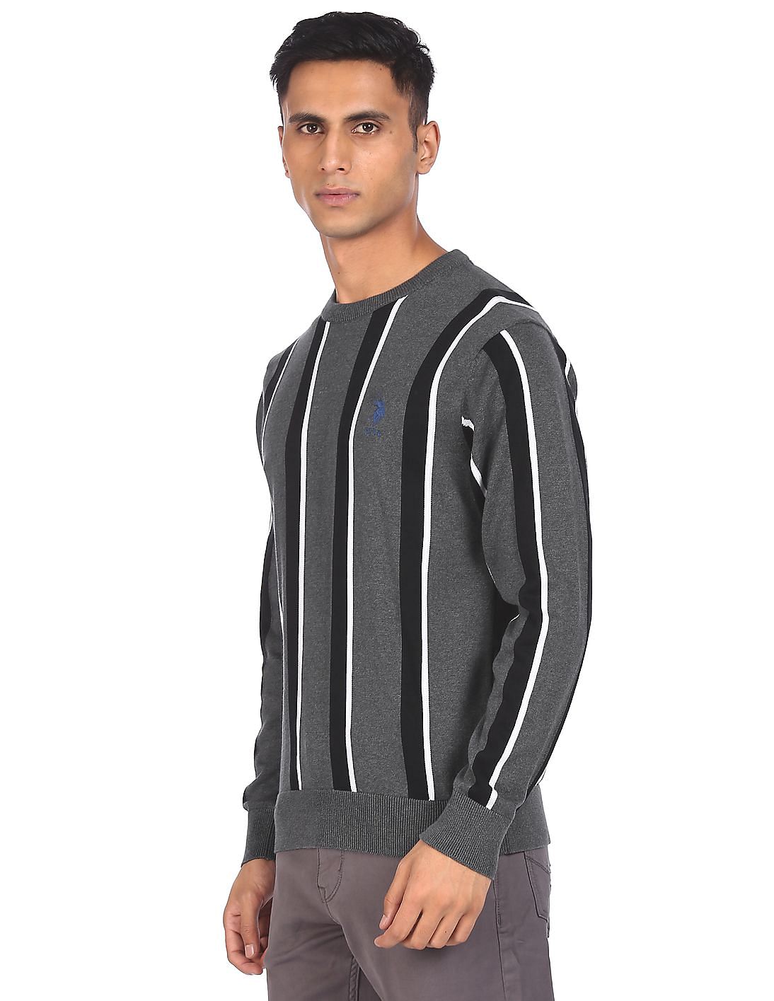 Mens vertical hot sale striped sweater