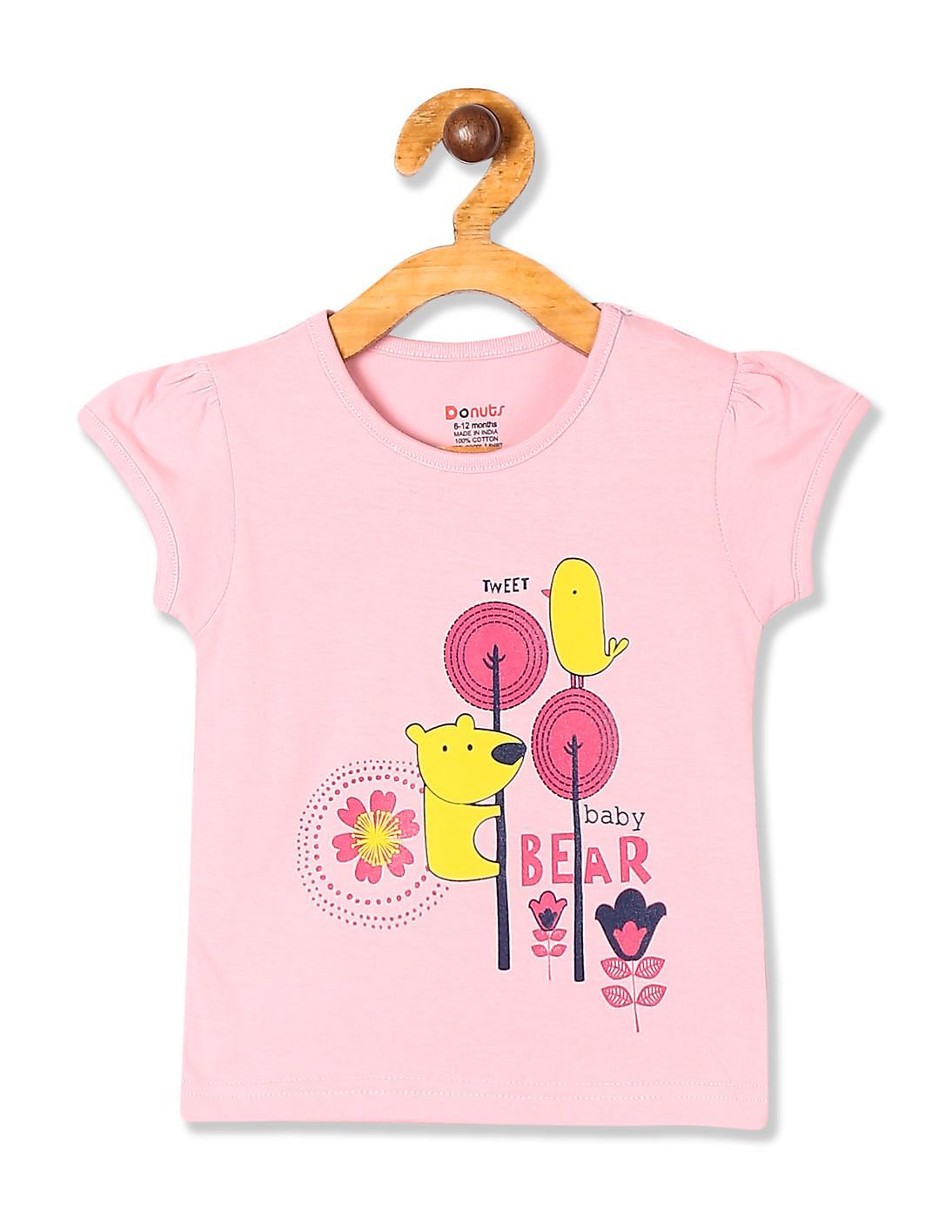 Buy Donuts Pink Girls Crew Neck Graphic T-Shirt - NNNOW.com