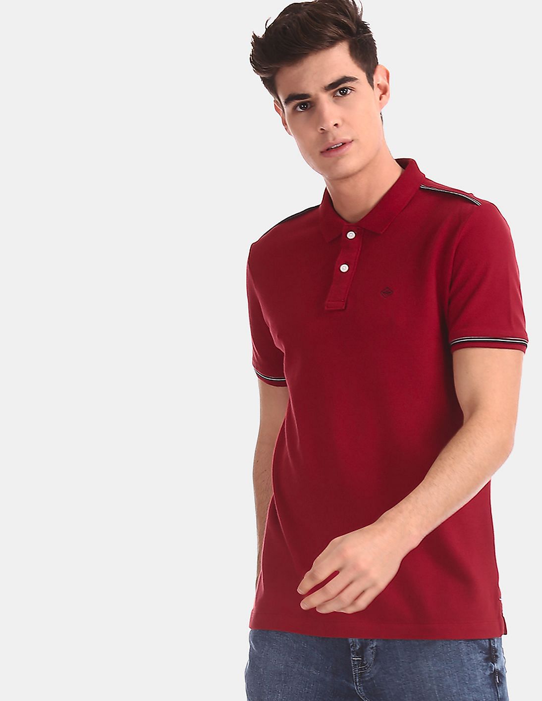 Buy Arrow Sports Red Solid Compact Cotton Polo Shirt - NNNOW.com