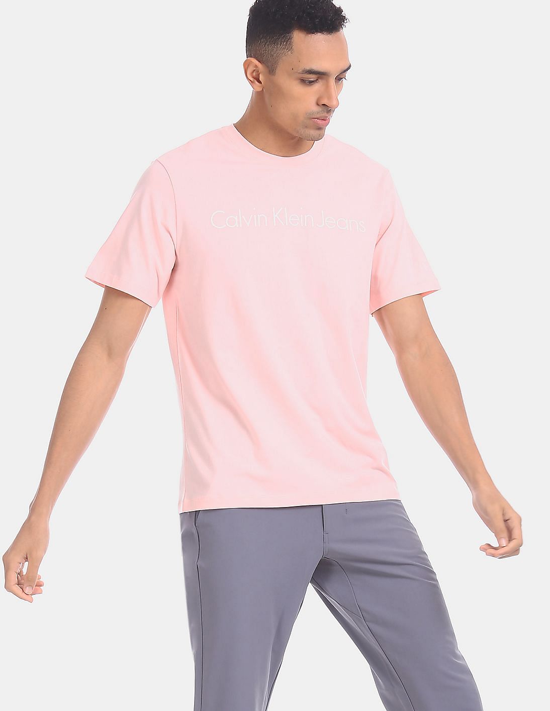 Buy Calvin Klein Men Pink Slim Fit Short Sleeve T-Shirt - NNNOW.com