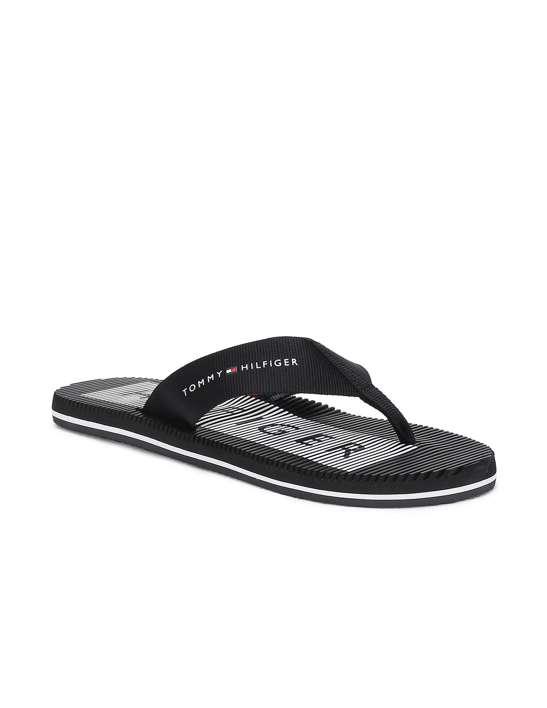 Buy Tommy Hilfiger Men Black Printed Massage Beach Flip Flops - NNNOW.com