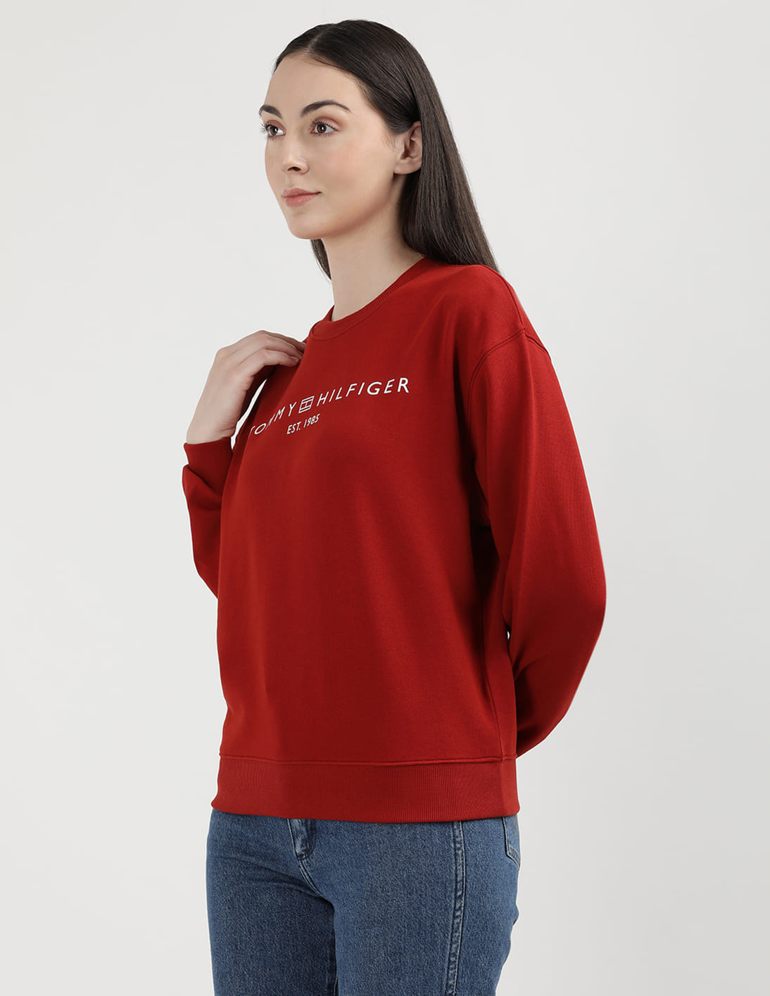 Buy Tommy Hilfiger Solid Logo Crew Neck Sweatshirt - NNNOW.com