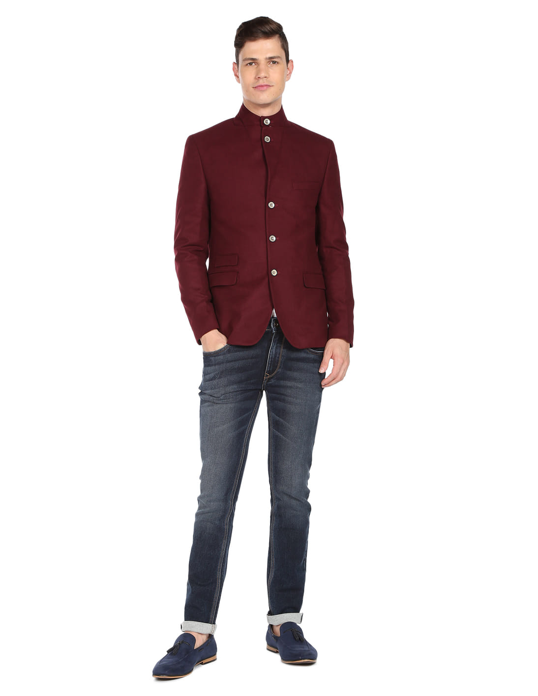 Maroon Blazer With Jeans Buy Pepe Jeans Men Maroon Single-Breasted