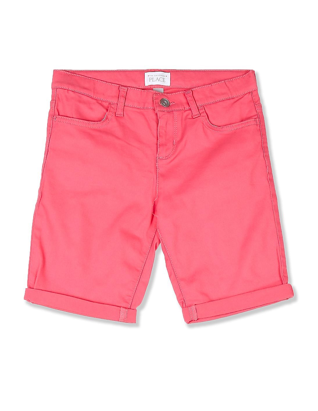 Buy The Children's Place Girls Pink Roll-Cuff Woven Skimmer Shorts ...