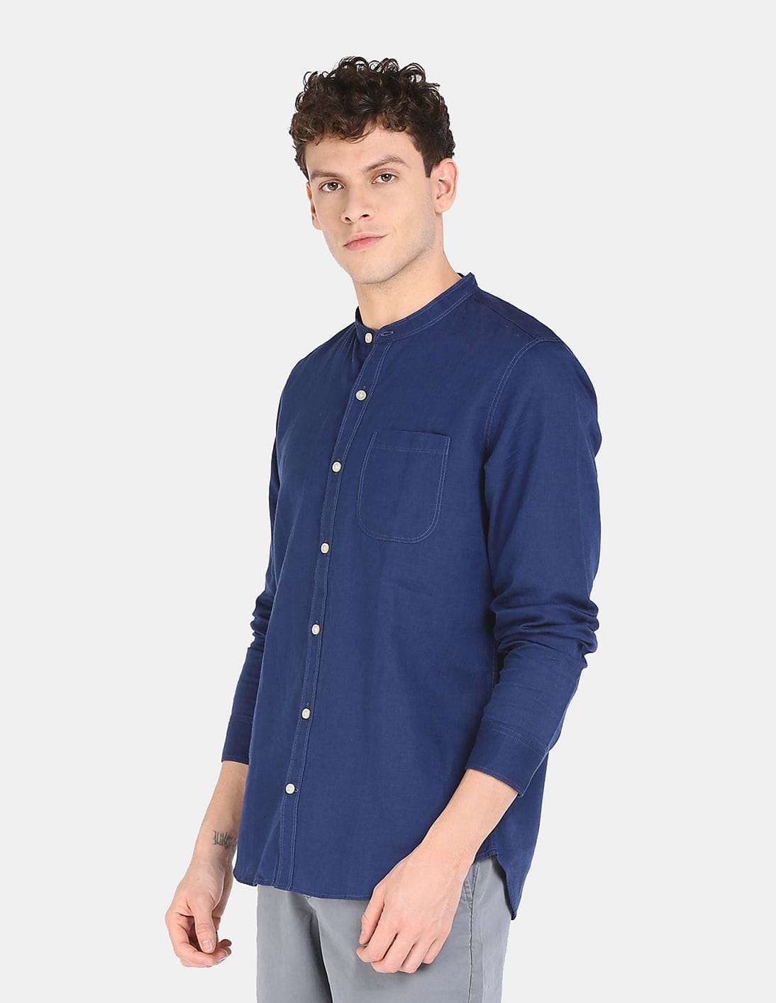 トップス CULLNI Weather Band Collar ChinTab Shirt CULLNI（クルニ）の「23-SS-004/ TC Weather Band Collar ChinTab