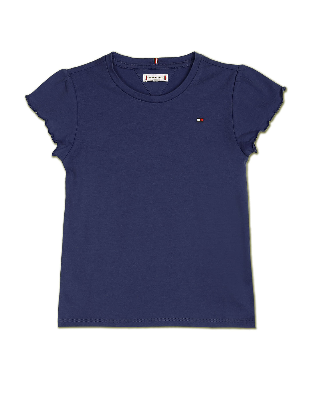 Buy Tommy Hilfiger Kids Cotton Essential Sleeve Ruffle T-Shirt