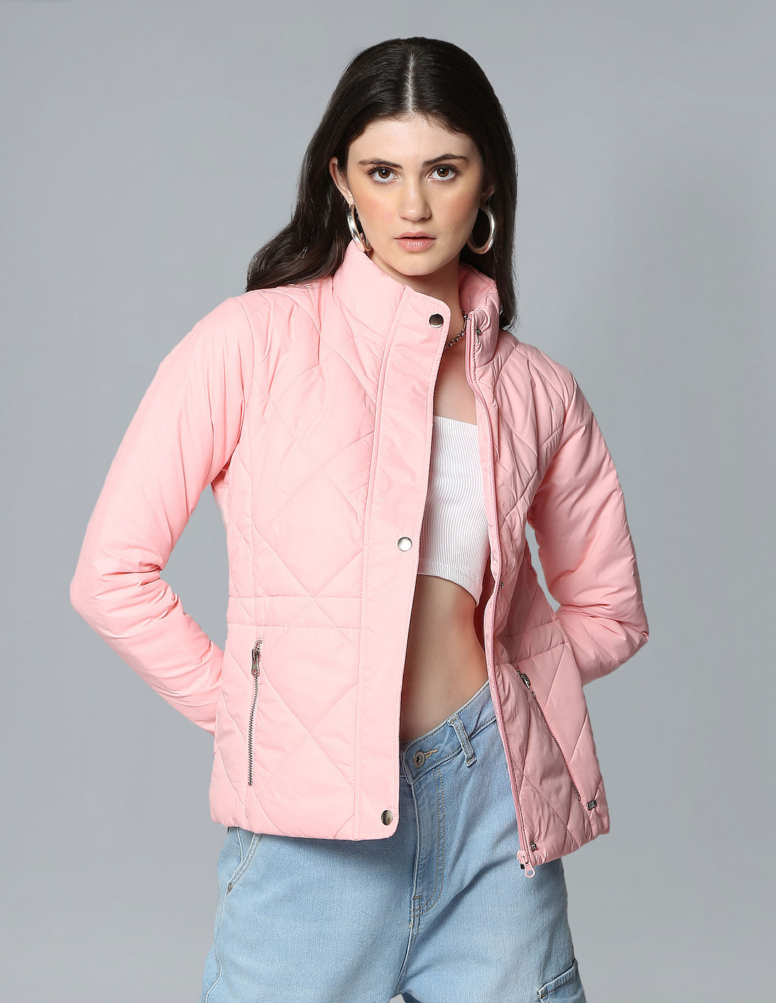 Buy Flying Machine Women High Neck Quilted Jacket - NNNOW.com