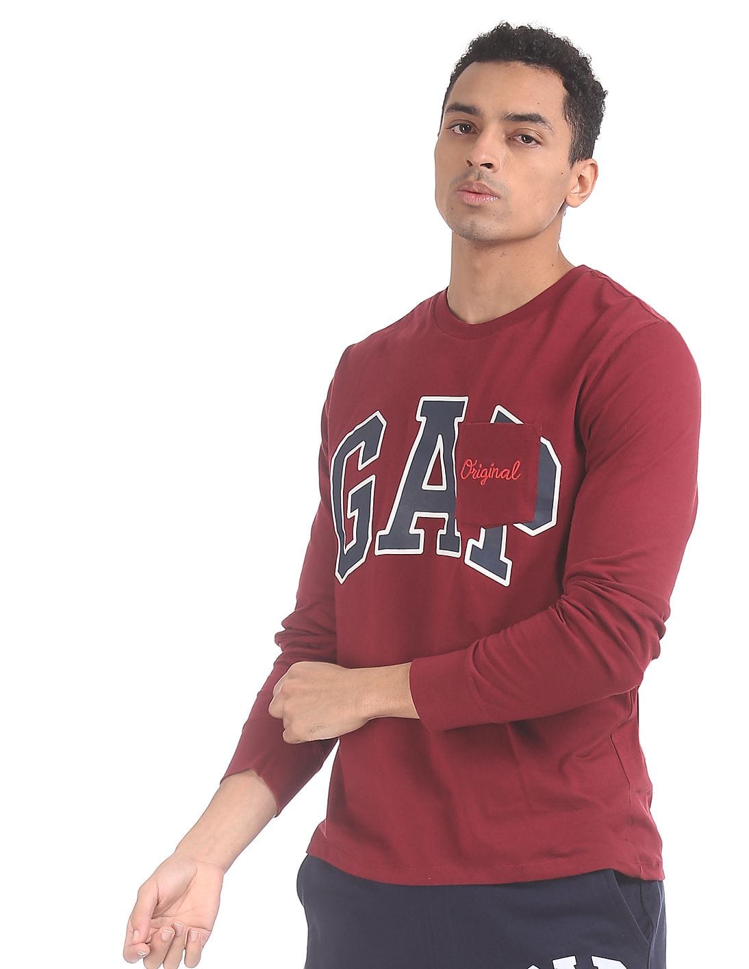 Buy GAP Red Long Sleeve Patch Pocket T-Shirt - NNNOW.com