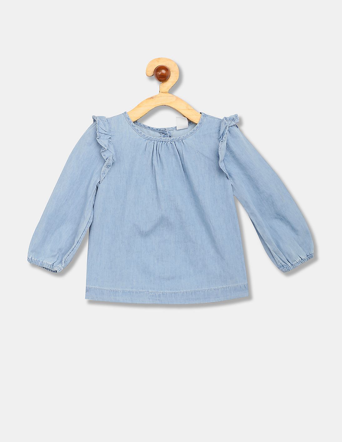 baby blue ruffle top