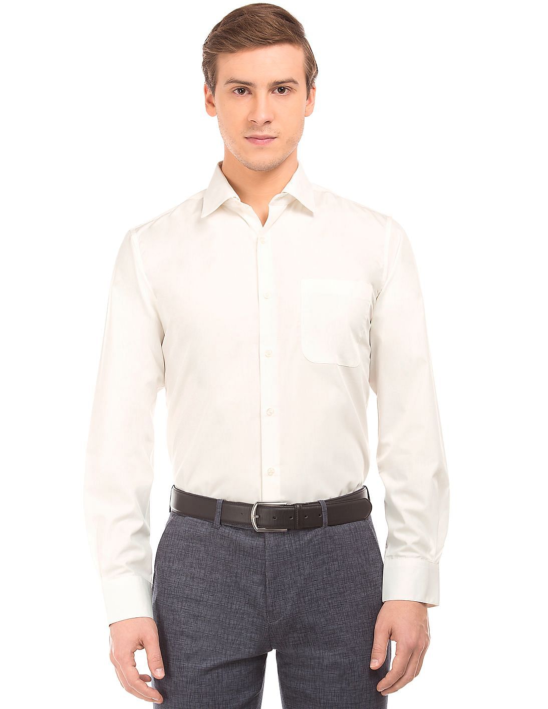 Buy Arvind Men Detachable Collar French Placket Shirt - NNNOW.com