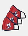 U.S. Polo Assn. Kids Unisex Kids Red Triple Layer Anti Viral Outdoor Face Masks - Pack Of 3