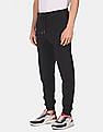 Aeropostale Men Black Drawstring Waist Solid Cotton Joggers