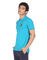 Flying Machine Appliqued Solid Pique Polo Shirt