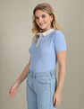 U.S. Polo Assn. Women Contrast Collar Vertical Stripe Polo Shirt