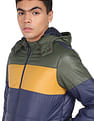 Flying Machine Colour Block Padded Hood Jacket