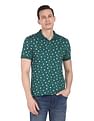 AD by Arvind Geometric Print Cotton Polo Shirt