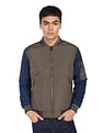 Flying Machine Stand Collar Colour Block Bomber Jacket