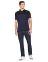 Arrow Sports Zip Placket Colour Block Pique Polo Shirt