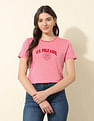 U.S. Polo Assn. Women Regular Fit Brand Printed T-Shirt