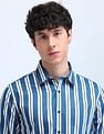 Flying Machine Vertical Striped Satin Shirt