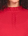 Flying Machine Women Ruffled High Neck Slub Design Dress