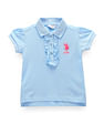 U.S. Polo Assn. Kids Girls Ruffled Placket Polo Shirt