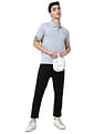 AD by Arvind Metallic Geometric Print Cotton Polo Shirt