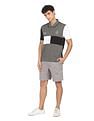 AD by Arvind Cotton Panelled Colour Block Polo Shirt