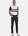 U.S. Polo Assn. Men White And Black Cotton Striped Polo Shirt