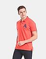 Aeropostale Men Red Brand Print Pique Polo Shirt