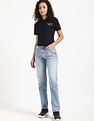 Tommy Hilfiger Womens Blue Solid Polo Shirt