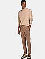 Calvin Klein Men Beige Turtleneck Contrast Piping Sweater