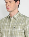 Arrow Sports Point Collar Plaid Check Casual Shirt