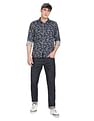 Flying Machine Spread Collar Abstract Print Shirt