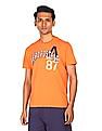 Aeropostale Men Orange Crew Neck Appliqued Logo T-Shirt