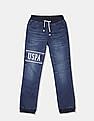 U.S. Polo Assn. Kids Boys Blue Stone Wash Jogger Jeans