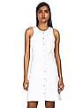 Calvin Klein Women White Button Down Sleeveless Shift Dress