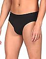 Calvin Klein Underwear Men Black Solid Elasticized Brand Waist Briefs