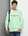 Tommy Hilfiger Men Green Graphic Print Crew Neck Sweatshirt